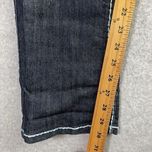 True Religion Joey Super T Jeans Womens 26 Blue White Stitching Straight USA - Picture 7 of 16